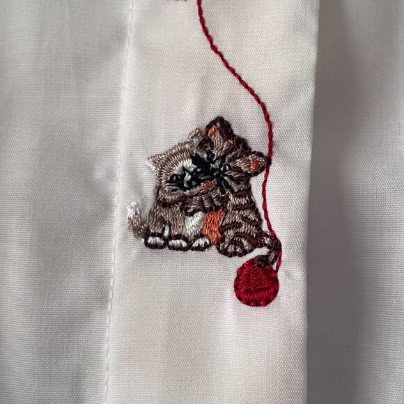 Vintage 1990s NWOT Kitten Embroidered Long Sleeve Button Down Shirt - Picture 5 of 11